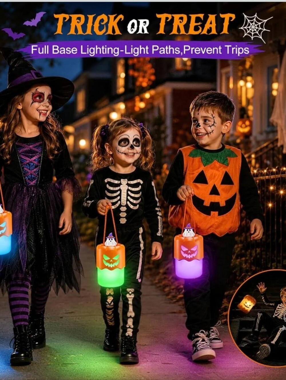 Halloween LED Pumpkin Lanterns 2-Pack Rechargeable Color Changing NWT